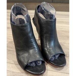 Cole Haan Plath Leather "Shootie" Ankle Boots 9 Open Toe Black